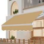 Uzatılabilir Tente, Kumaş Değiştirme 320 x 400 cm, Güneşlik, Yüksek Işık Dayanımı, Balkon, Mağaza, Restoran, Polyester, (Geri Çekilebilir Çerçevesiz), Haki