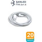 Uzatma Kablosu 2x1,5 mm Ttr Topraklı Seyyar Kablo 20 Metre - Beyaz