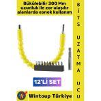 #Uzatmaucu Manuel Elektrikli Vidalama Dar Zor Köşe Akrobat Bükülebilir Esnek Bits Uzatma Seti 12 Parça