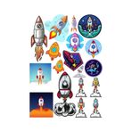 Uzay Aracı Sticker Set 4 16 Parça Telefon, Tablet, Defter, Laptop Sticker
