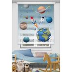 Uzay Gezegen Basklı Çocuk Odası Perdesi - Güneş Sitemi - Dijital Baskılı Zebra Stor Perde - 110 x 180 cm - Çok Renkli