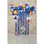 Uzay Konsept Doğum Günü Yaş Balonlu Astroketli Balon Zinciri Seti Uzay Gezegen Doğum Günü Partisüsü, 125452100025