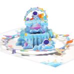 Uzay pastası Pop-Up Happy Birthday tebrik kartı, yetişkinler ve çocuklar için aşk doğum günü, boş not kartı ve zarflı, kız, oğul, anne, baba, arkadaş için katlanabilir kutlama kartı