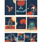 Uzay Poster Sticker Set 9 Parça Telefon, Tablet, Defter, Laptop Sticker