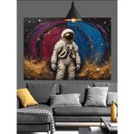 Uzayda Astronot Figürü Dekoratif Kanvas - Mdf Ahşap Tablo