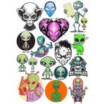 Uzaylılar Sticker Set 6 17 Parça Telefon, Tablet, Defter, Laptop Sticker
