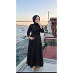 UZER Kadın kadife Baskılı Astarlı Uzun şık Abiye Elbise,günlük elbise