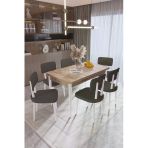 Uzmhome Milano Mutfak Masası Takımı Yemek Odası Takımı Açılabilir Masa 6 Sandalyeli 80 X 130 Masalı