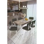 Uzmhome Paris Mutfak Masası Takımı Yemek Odası Takımı Açılabilir Masa 6 Sandalyeli 80 X 130 Masalı
