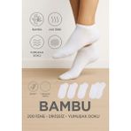 Uzn Socks 4’lü Bambu Iplik 200 Iğne Dikişsiz Yumuşak Dokulu Parfümlü Patik Çorap - 44 - 46 - Beyaz