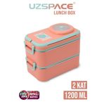 Uzspace 1200 ML İki Kat Dört Bölme Paslanmaz Çelik Lunch Box Yeni Nesil Sefer Tası-Sos Kaseli Model-