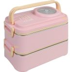Uzspace 1200ML Lunchbox Yeni Koleksiyon 2 Katlı 4 Bölmeli Mini Kaseli Çelik Sefer Tası Yemek Kutusu - Açık Pembe - Sarı