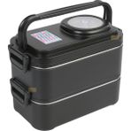 Uzspace 1200ML Lunchbox Yeni Koleksiyon 2 Katlı 4 Bölmeli Mini Kaseli Çelik Sefer Tası Yemek Kutusu - Siyah