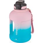 Uzspace 1700ML Çift Renk Pipetli Taşıma Askılı Kulplu Softtouch Motivasyon Su Matarası - Mavi - Pembe