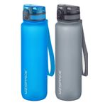Uzspace 2'li 1000 ml Fiftyfifty Gri - Mavi Tritan Matara Seti