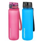 Uzspace 2'li 1000 ml Fiftyfifty Turkuaz - Pembe Tritan Matara Seti