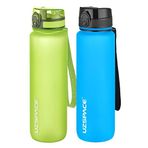 Uzspace 2'li 1000 ml Fiftyfifty Turkuaz - Yeşil Tritan Matara Seti