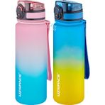 Uzspace 2'li Tritan Matara Seti 500 ml Çift Renk Softtouch Ff Collection Tritan Su Matarası - Pembe - Sarı