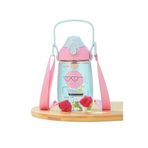 Uzspace 500ml Askılı Kulplu Pipetli Tritan Çocuk Su Matarası (Pembe-Mavi)