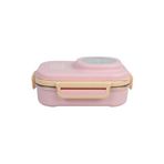 Uzspace Bento 1100ml Lunchbox Tek Katlı 3 Bölmeli Kaseli Çelik Sefer Tası Yemek Kutusu (Açık Pembe-Sarı)