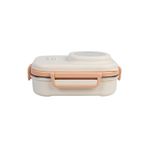 Uzspace Bento 1100ml Lunchbox Tek Katlı 3 Bölmeli Kaseli Çelik Sefer Tası Yemek Kutusu (Bej-Açık Kahve)