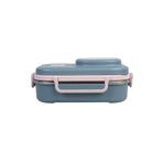 Uzspace Bento 1100ml Lunchbox Tek Katlı 3 Bölmeli Kaseli Çelik Sefer Tası Yemek Kutusu (Lacivert-Pembe)