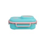 Uzspace Bento 1100ml Lunchbox Tek Katlı 3 Bölmeli Kaseli Çelik Sefer Tası Yemek Kutusu (Turkuaz-Pembe)