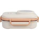 Uzspace Bento 1100ML Lunchbox Yeni Koleksiyon Tek Katlı 3 Bölmeli Kaseli Çelik Sefer Tası Yemek Kutusu - Bej - Açık Kahverengi