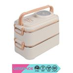 Uzspace Vagonlife Bento 1200ml Lunchbox Yeni Koleksiyon 2 Katlı 4 Bölmeli Mini Kaseli Çelik Sefer Tası Yemek Kutusu Bej-açık Kahve Çok Renkli