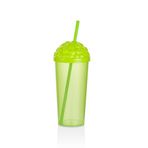 Üzüm Pipetli Bardak, Yeşil, 700 ml, Dondurucu Kullanımına Uygun, Milkshake ve Soğuk İçecekler için, 9.3 x 9.3 x 26.2 cm
