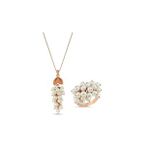 Üzüm Salkımı Doğal İnci Kolye Yüzük İkili Set (Rose)