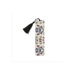 Üzümlü Çini Desen Baskılı, Püsküllü Kitap Ayracı (Hediyelik Bookmark,Ayraç-137)