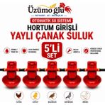 üzümoglu 5 adet Hortum Girişli Yaylı Çanak Suluk Otomatik Tavuk Civciv Suluk Sistemi Kümes İçin Ekonomik Set
