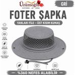 Üzümoğlu Foter Şapka Yanları File Nefes Alabilir Outdoor Kamp Balıkçılık Şapkası - Renkli - Gri