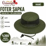 Üzümoğlu Foter Şapka Yanları File Nefes Alabilir Outdoor Kamp Balıkçılık Şapkası - Renkli - Haki