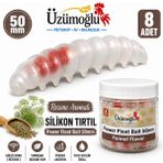 Üzümoğlu Şeffaf Sarımsak Aromalı Silikon Tırtıl 50MM 8 Adet Alabalık Yemi