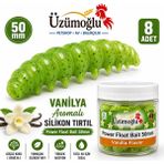 Üzümoğlu Vanilya Aromalı Yeşil Silikon Tırtıl 50MM 8 Adet Alabalık Yemi