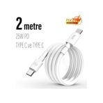 Uzun 2 Metre 25w Hızlı Type C Şarj Kablosu Çift Taraflı Type-c To Type-c Pd Şarj Kablo 200cm Siyah