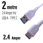 Uzun 2 Metre Type C Şarj Kablosu 200Cm Usb Type C