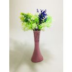 Uzun 40cm Pembe Desenli Mor Yeşil Tonları Yapay Çiçekli Vazo