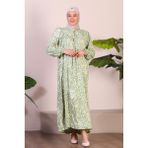 Uzun Anne Giyim Buyuk Beden Kadin Tesettur Elbise - Su Yeşili - 2XL