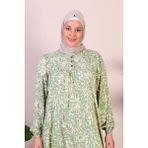 Uzun Anne Giyim Buyuk Beden Kadin Tesettur Elbise - Su Yeşili - 3XL