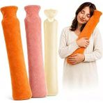 Uzun Boy Long Sıcak Su Torbası, 2.5 Litre 72X13 Cm, Hortumlu Büyük Boy Isı Terapisi Yastığı, Süper Yumuşak Peluş Kılıflı, Boyun Omuz Bel Diz Karın İçin Isıtıcı Termofor, Kas Gevşetici Rahatlatıcı
