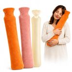 Uzun Boy Long Sıcak Su Torbası, 2.5 Litre 72x13 cm, Hortumlu Büyük Boy Isı Terapisi Yastığı, Süper Yumuşak Peluş Kılıflı, Boyun Omuz Bel Diz Karın İçin Isıtıcı Termofor, Kas Gevşetici ve Rahatlatıcı