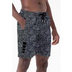 Uzun Boy Model Su İtici Özellikli Dijital Baskılı Erkek Plaj Deniz Şort Mayo - 243-Siyah