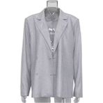 Uzun Büyük Boy Blazers, Rahat Glitter Ceket, Blasier Ceket Simli Kumaş, Oversize Kesim Simli Ceket - Silver