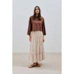 Uzun Büzgülü Şifon Etek Blush - 38