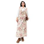 Uzun Çiçekli Yelek-Etek Takımı (2 li Takım) (Krem-Pembe, L)