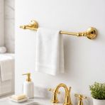 Uzun Havluluk Gold Renk Paslanmaz Banyo Havlu Askısı Duvar Tipi Modern Şık Tasarım Dayanıklı Metal