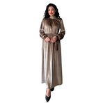 Uzun Kadife Elbise (Bej, L-XL)